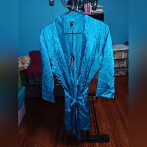 Adam & Eve iCollection Teal L/XL Satin Robe NWT